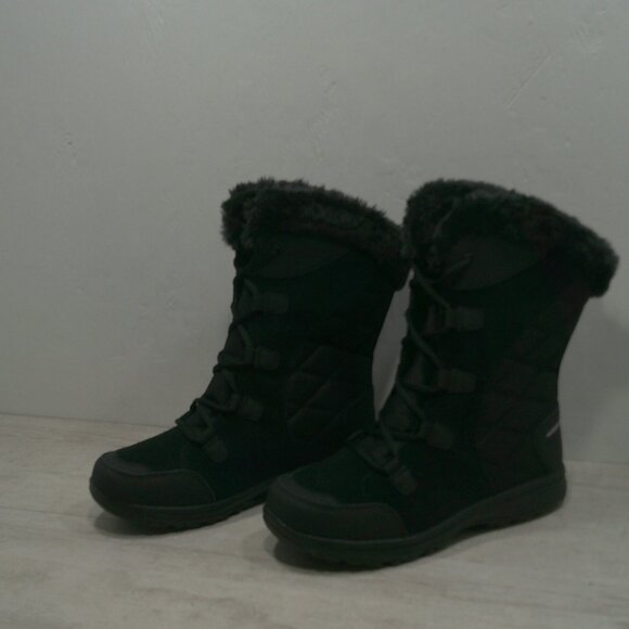 Columbia Ice Maiden II Black Quilted Waterproof Lace up Snow Winter Boots SZ 8 - Picture 3 of 12